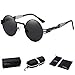 Dollger Black Round Sunglasses Retro Vintage Steampunk Sunglasses for Men