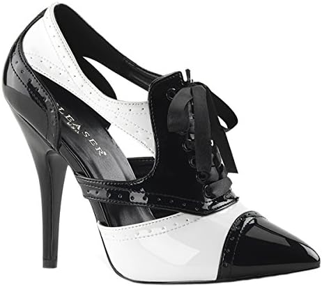 PleaserUSA Womens black/white Gangster High Heel Pump Shoe Seduce-458
