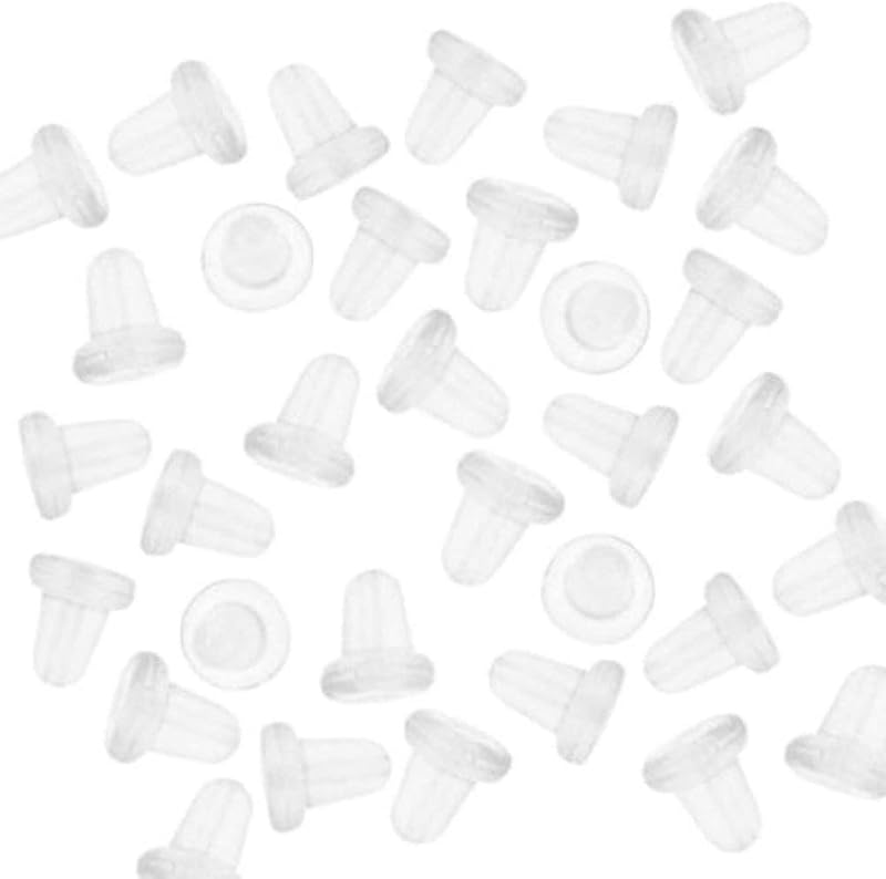 Angel Malone Soft Clear Earring Backs 4mm Tube Earnuts 100pcs UK Seller