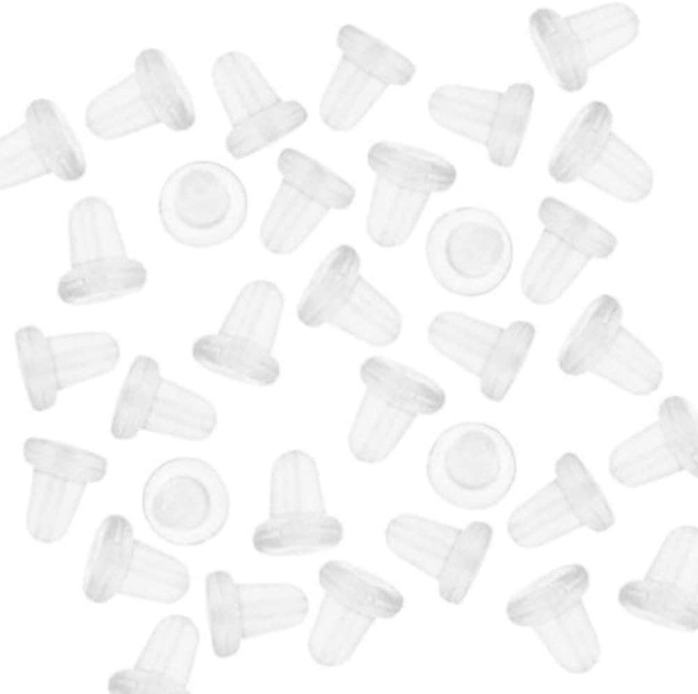 Angel Malone Soft Clear Rubber Replacement Earring Backs Tube Bullet Back Stoppers Earnuts Jewellery Making Findings UK Seller ((±) 100pcs 4mm Butterfly)