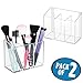mDesign Small Plastic Self Adhesive Bathroom Vanity Cosmetic Organizer - Wall Mount Holder for Hair Care, Jewelry, Cotton Swabs, Makeup Brushes, Mascara, Lip Gloss - 3 Compartments - 2 Pack - Clear