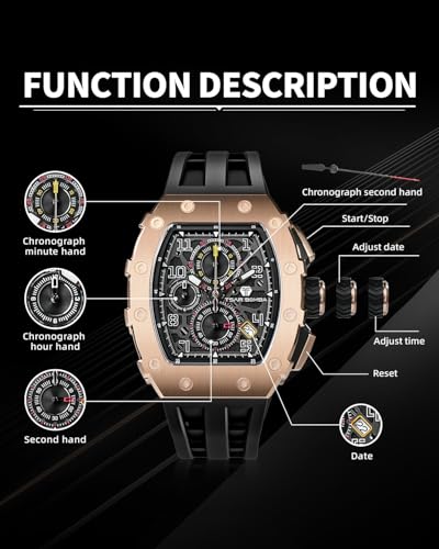 TSAR BOMBA Automatikuhr für Herren Luxuriöse Skelettuhr Barrel für Herren Mechanische Uhr, Wasserdicht BIS 50 Meter Analoguhr