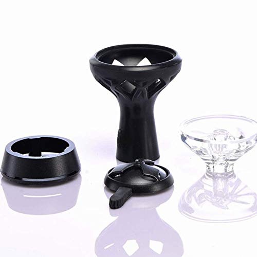 2 Pcs High Quality Charcoal Holder Hookah Bowl Set - Silicone Phunnel Hookah Bowl with Inside Glass + Charcoal Holder Shisha Heat Management Bundle