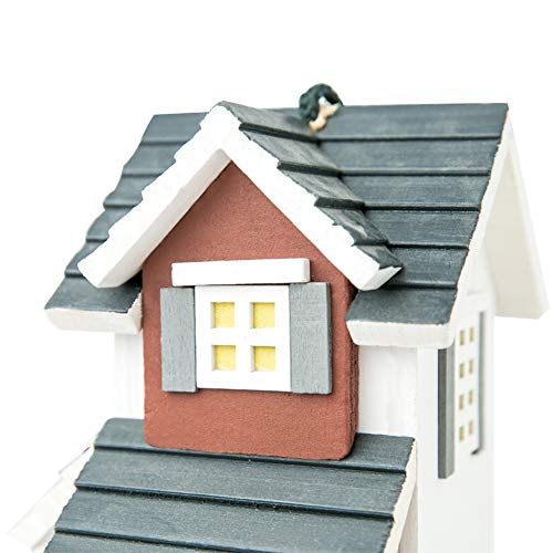 MEWANG Hanging Colourful Bird Feeder Garden Country Cottages Wooden Bird Feeder Height 9" - Thumbnail 3