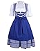 GloryStar KoJooin Women's German Dirndl Dress 3 Pieces Oktoberfest Costumes (XL, Blue)