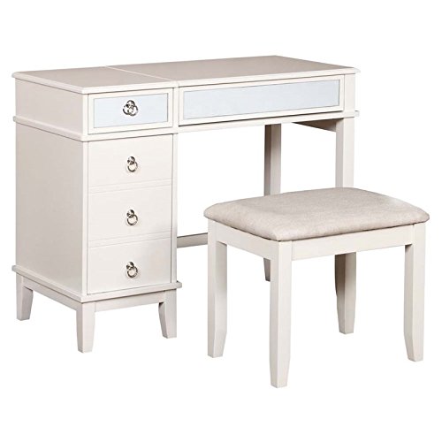 Riverbay Furniture Eva 2 Piece Bedroom Vanity Set in White - Thumbnail 5
