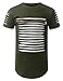 URBANCREWS Mens Hipster Hip Hop Ripped Zipper Crewneck T-Shirt OLIVEWHITE XLarge