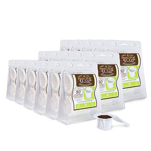 Perfect Pod EZCup Paper Coffee Filters with Patented Lid for SingleServe Coffee Brewers and
