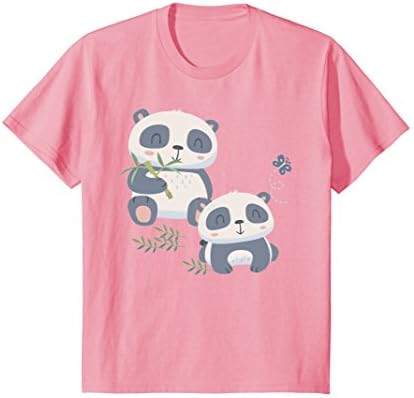 Kids Two Panda Bears &amp; Butterfly T Shirt Birthday Party Gift 8 Pink