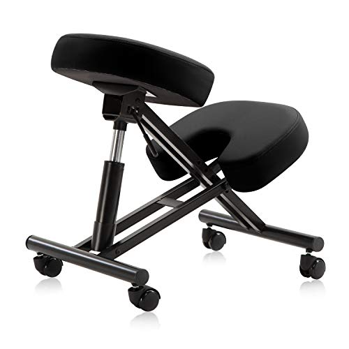 Dr.lomilomi Adjustable Ergonomic Kneeling Chair 512 for Back Pain Relief (Black)