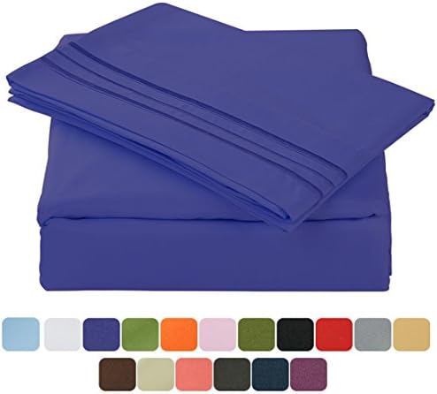 TasteLife 105 GSM Deep Pocket Bed Sheet Set Brushed Hypoallergenic Microfiber 1800 Bedding Sheets Wrinkle, Fade, Stain Resistant - 4 Piece(Royal Blue,Queen)