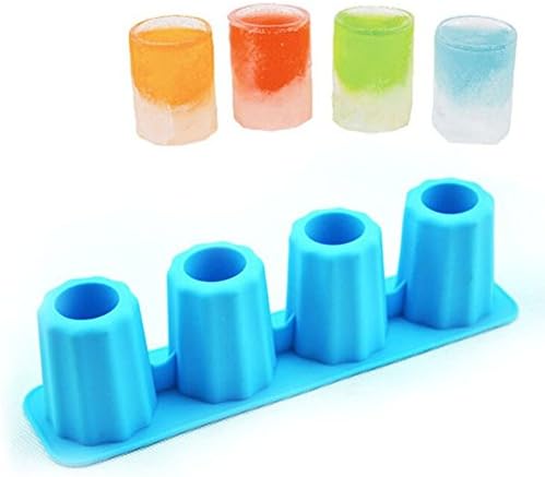 Haplain Silicone Ice Shot Glass Cube Tray Shot Shooters Frozen Party Drink 4 Glass Mould