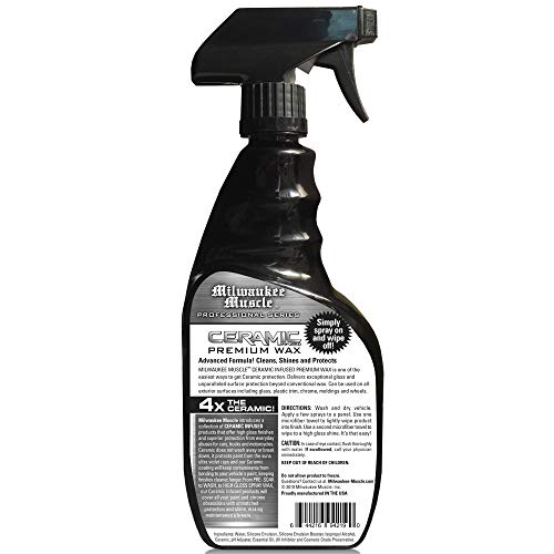 Milwaukee Muscle Ceramic Auto Car Wax Spray 24 Fl Oz 4X The Ceramic Coating Detail Spray