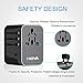 KIYA Travel Adapter Plug, with auto 5.6A max USB, International Power Adapter with 4 USB & 1 Type-C for Euro, AU, UK, USA - 160 Countries with Type C A G I A/C, Travel Accessories (Grey)