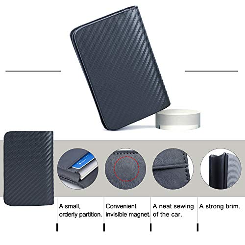 ABRONDA Carbon Fiber Business Card Case,Slim Biz Business Name Card Holder Wallet Credit Card with RFID,ID Case/Holder for Men & Women - Keep Your Business Cards Clean- Silver Gray - Thumbnail 3