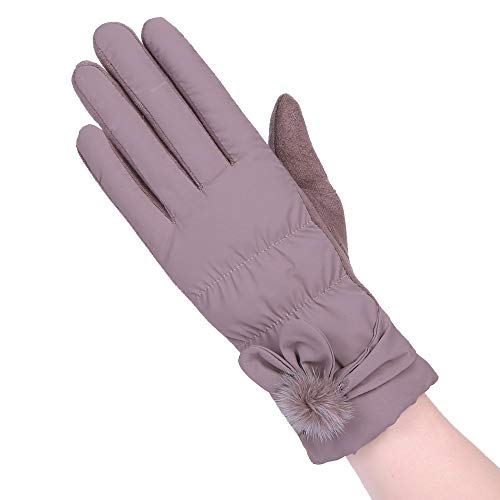 Pausseo Womens Lady Windproof Gloves Winter Outdoor Sport Ski Gloves Girls Keep Warm Solid Color Touchscreen Mittens Fleece Thicken Plush Outdoor Mittens Students Knitted Wool Casual Play Snow Glove