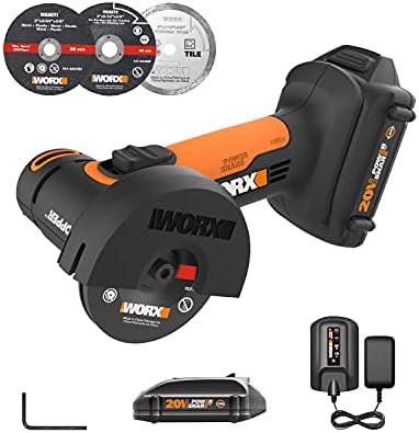 WORX 20V 3'' Cordless Mini Cutter WX801L.1 Compact Angle Grinder Tool w ...