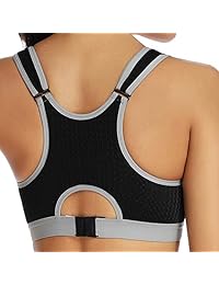 Sujetador deportivo de malla con cremallera frontal para mujer de alto impacto, ajustable, con espalda acolchada, inalámbrico