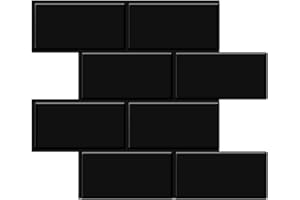 Tic Tac Tiles 10-Sheets Peel and Stick Tiles in Thicker Large Subway 10.6" x 12.5" Design (10, Black)