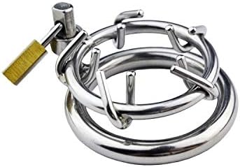 Bondage Masters Male Chastity Device, Ultra Small Cage with Crown of Thorns, Silver