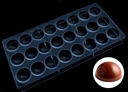 Polycarbonate Chocolate Mold by NuEmporia 24-Piece: Semi-Sphere Candy Shape. Food Safe, BPA-Free Polycarbonate Plastic. Easy To Release and To Clean