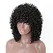Black Curly Wig 14 inch Curly Wave Wig with Bangs Synthetic Daily Wig for Women Natural Look Same as Real Hair