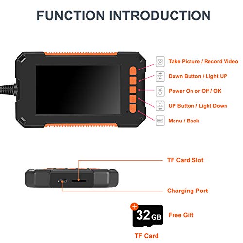 Endoskopkamera mit Licht, 1080P HD 8mm Industrielles Endoskopkamera mit 4,3 Zoll IPS Bildschirm, IP67 wasserdichte… – Bild 4
