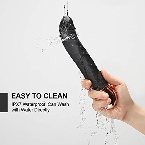 Rechargeable Realistic Dildo Vibrator for Women,G-Spot & Clitoral Stimulation with 10 Vibration Modes Adult Sex Toy for Couples Women (Black)