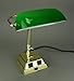 Metal & Glass Desk Lamps Green Glass Bankers Lamp Polished Brass Finish With Charging Outlets 13 X 10.5 X 9 Inches Gold