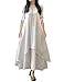 Yiwa Women Short Sleeve Layered Vintage Plus Size Swing Maxi Dress White