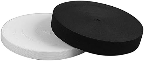 Dragang Black and White Elastic Band for Sewing Lightweight Elastic Spool Braided Elastic Rope Heavy Stretch