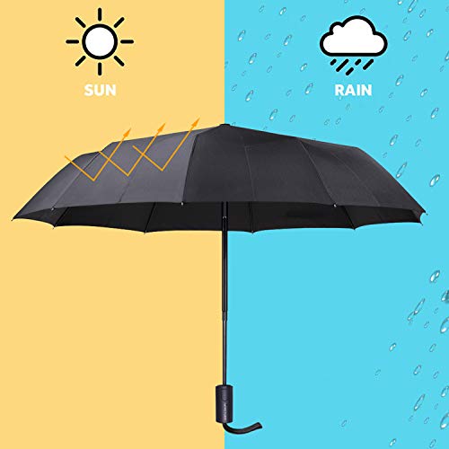 REYLEO Windproof Travel Umbrella with Teflon Coating, Waterproof Umbrella, Folding Automatic Umbrellas, WU01A+