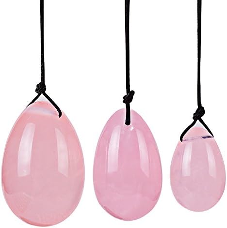 Samgems 3pcs Set Yoni Eggs, Drilled Rose Quartz Jade Yoni Egg for Women Exercise Pelvic Floor Muscles Balls