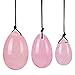 Jeoxi Set of 3 Y-O-N-I Eggs, Natural Rose Quartz Y-O-N-I Jade Eggs Women Exercise Balls Semi-Precious Eggs Gifts Pouch Bag
