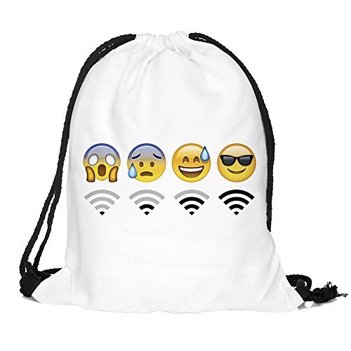 Emoji Drawstring Backpack Travel String Shoulder Bag Cute Oxford cloth Handbag for Kids Teens Girls Boys Gift(15.35x13 inches)