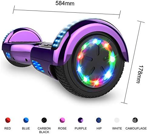 GeekMe Gyropode 6.5 Pouce Hoverboard électrique Auto-équilibré Bluetooth Intégré Moteur 700W pour Enfants et Adultes