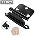 Hosom Overlay Cabinet Hinges Black 12pcs, Self Closing Hinge Face Mount for Kitchen Cupboard, with Door Bumpers