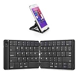 Samsers Foldable Bluetooth Keyboard - Portable Wireless Keyboard with Stand Holder, Rechargeable Full Size Ultra Slim Folding Keyboard Compatible IOS Android Windows Smartphone Tablet and Laptop-Black