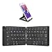Samsers Foldable Bluetooth Keyboard - Portable Wireless Keyboard with Stand Holder, Rechargeable Full Size Ultra Slim Folding Keyboard Compatible IOS Android Windows Smartphone Tablet and Laptop-Black