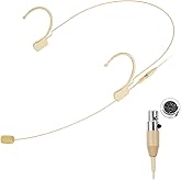 KIMAFUN Headset/Headworn Microphone Professional Earset Over Ear Hanging Condenser Mic Compatible with Shure Wireless System Bodypack Transmitter, Ideal for Performance, Theater, Lecture - Beige D4