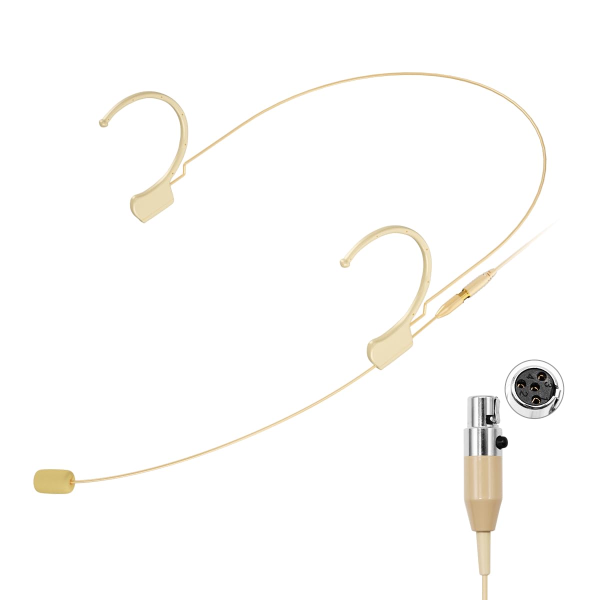 Photo 1 of KIMAFUN Headset/Headworn Microphone Professional Earset Over Ear Hanging Condenser Mic Compatible with Shure Wireless System Bodypack Transmitter, Ideal for Performance, Theater, Lecture - Beige D4