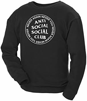 Surf Style Adult Fleece Crew Neck Sweatshirt Small Charcoal Printed With Anti Social Social Club Design