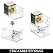 mDesign Plastic Stackable Household Storage Organizer Container Bin Box with Handles - for Media Consoles, Closets, Cabinets - Holds DVD's, Video Games, Gaming Accessories, Head Sets - 4 Pack - Clear