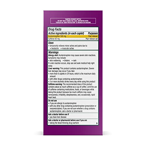 Excedrin Tension Headache Relief Caplets Without Aspirin for Head, Neck