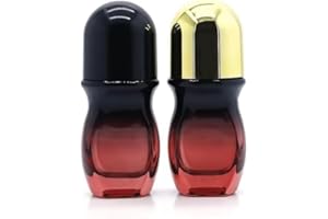 Refillable Glass Roller Bottles for Deodorant, 30mL Roll-On Containers with Ball Applicator, 2-Pack (Red)