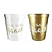 Bachelorette Party Cups:(12 Pack) I Said Yaaas! / She Said Yaaas! Style Plastic Cup Set for Weddings, Bridal Showers, Engagement Party Decoration & Bride to be Gift.(16 oz. White & Metallic Gold).