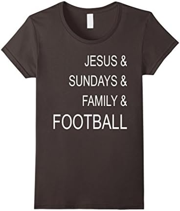 Womens Jesus &amp; Sundays &amp; Family &amp; Football T Shirt XL Asphalt