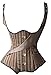 KIWI RATA Women's Hourglass Longline Overbust Corset Steel Boned Long Torso Waist Training Bustier,Small,Stripe Underbust Brown