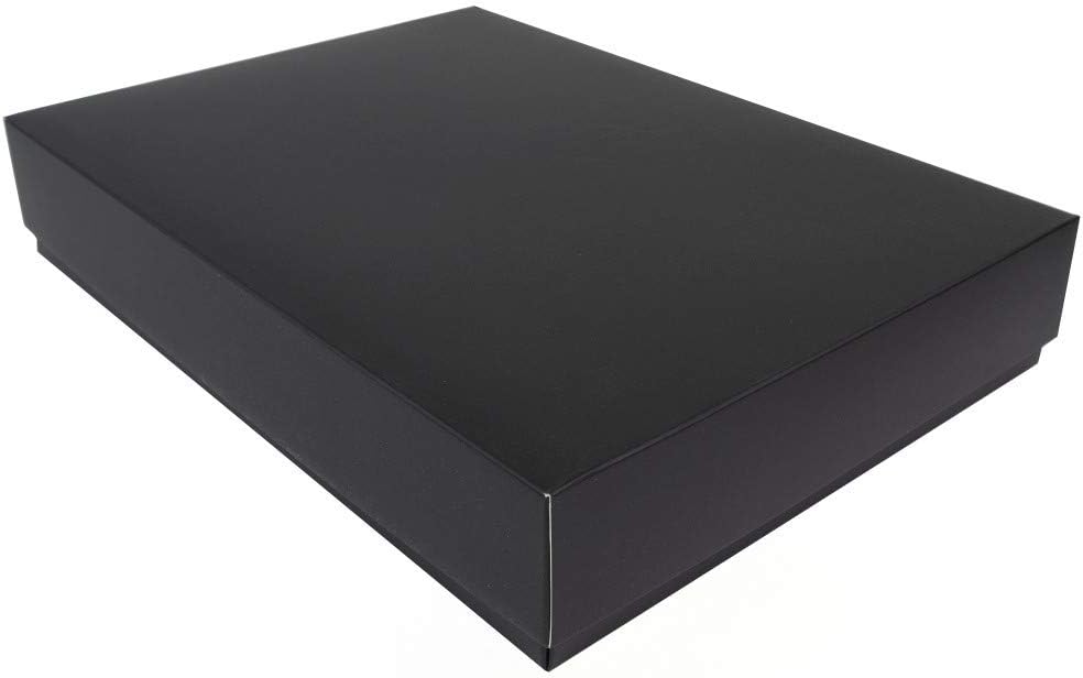 12 A4 Easy Fold Matt Laminated Self Assembly Flat Pack Gift Boxes - 305x220x55mm (Black)