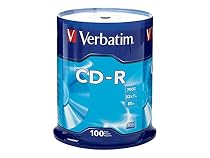 Verbatim 700MB 52x 80 Minute Branded Recordable Disc CD-R, 100-Disc Spindle 94554